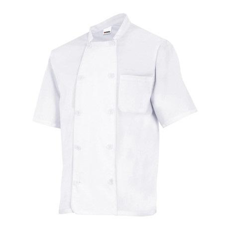 CHAQUETA ABIERTA COCINERO  BLANCO M.C. T-44