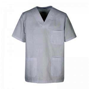CAMISOLA PIJAMA CUELLO PICO  BLANCO T-2.