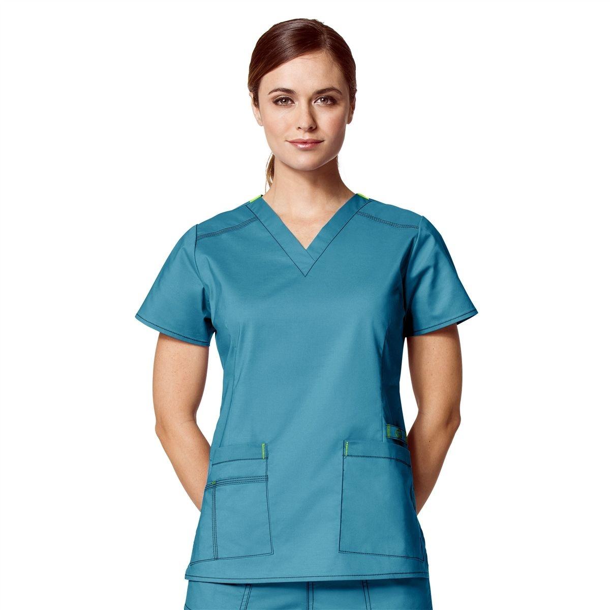 CAMISOLA PIJAMA VERDE AZULADO  C/ PICO T-XS
